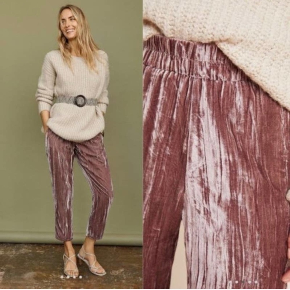 ANTHROPOLOGIE Tina + Jo Josephine Velvet Pants Size XS Tapered Leg